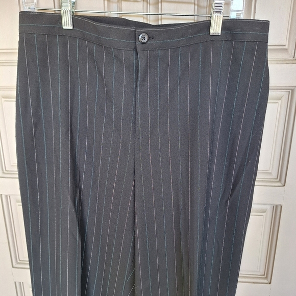 Apt 9 Pinstripe Slacks Black/Blue/Creme Sz12 Straight Leg Front Zip Hi Rise NWOT - Picture 6 of 8